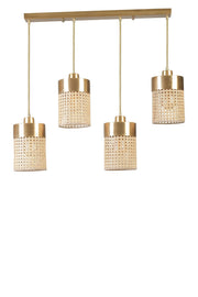 Candeeiro de Teto – 70 cm – Dourado – Metal e Rattan