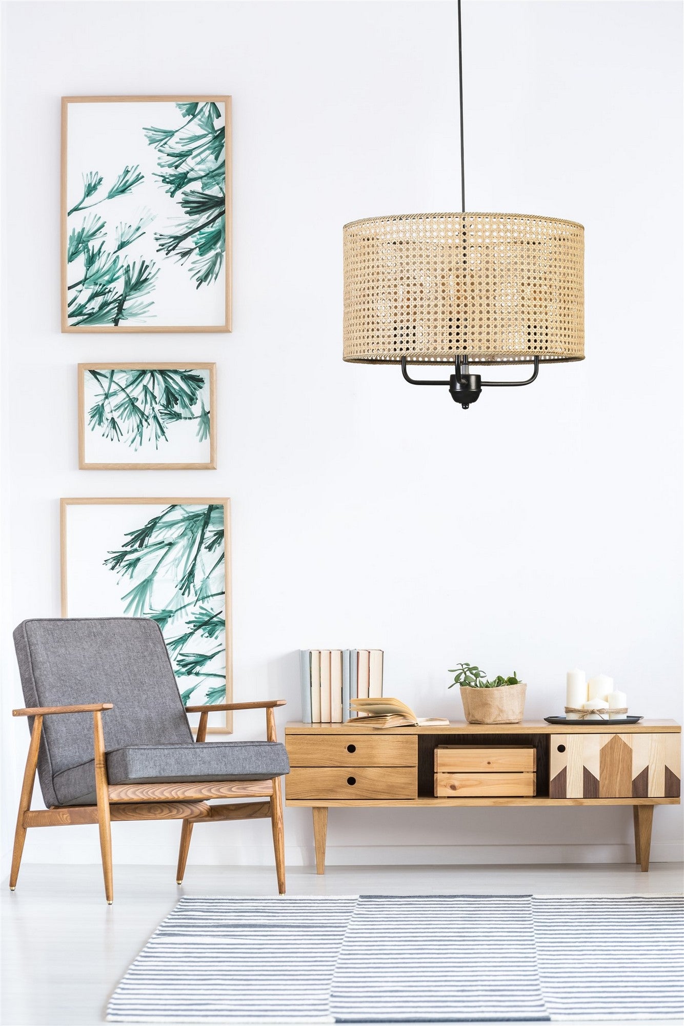 Candeeiro de Teto – 70 cm – Rattan – Metal