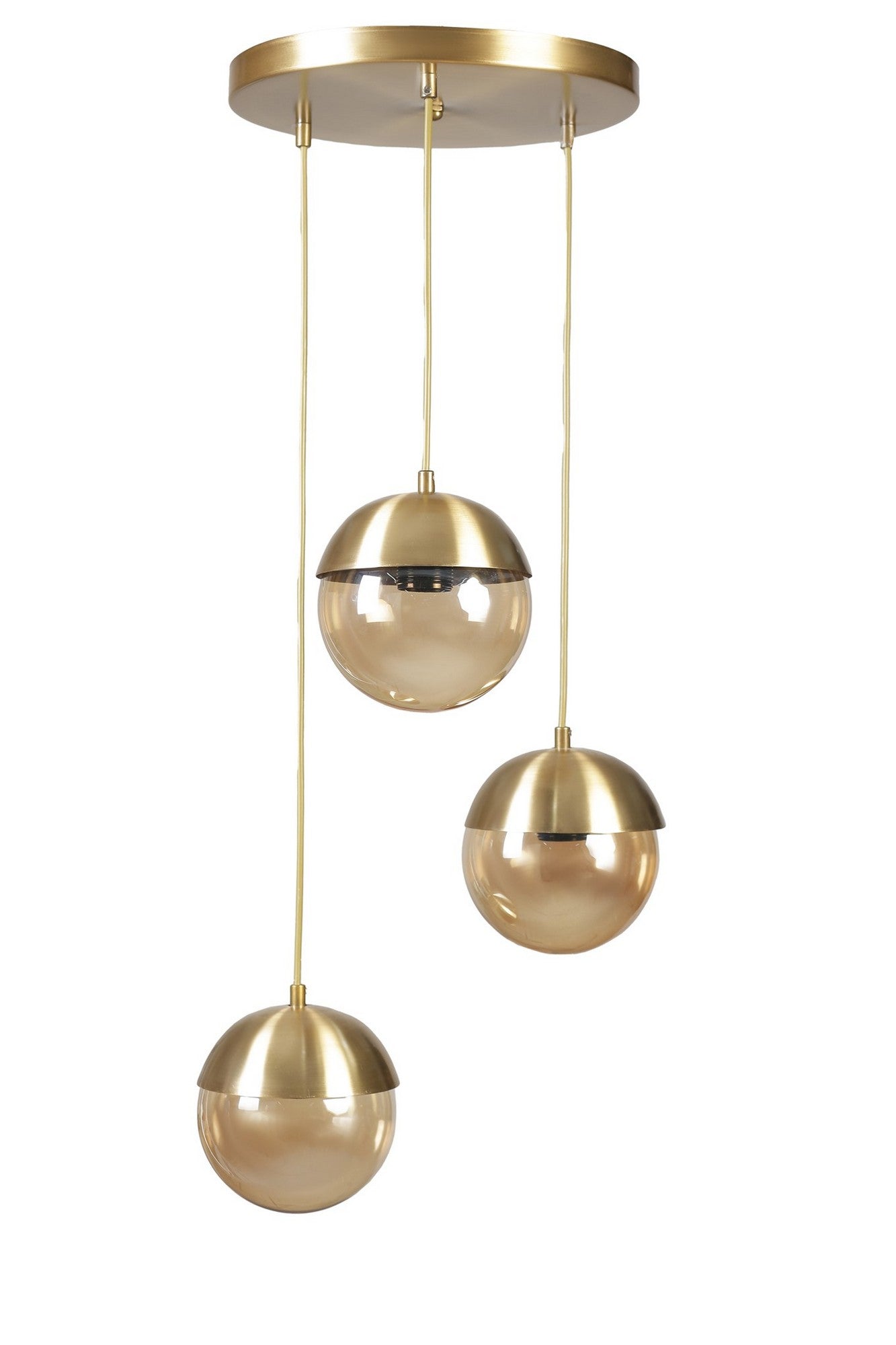 Candeeiro de Teto – 70 cm de altura total – Dourado – Metal