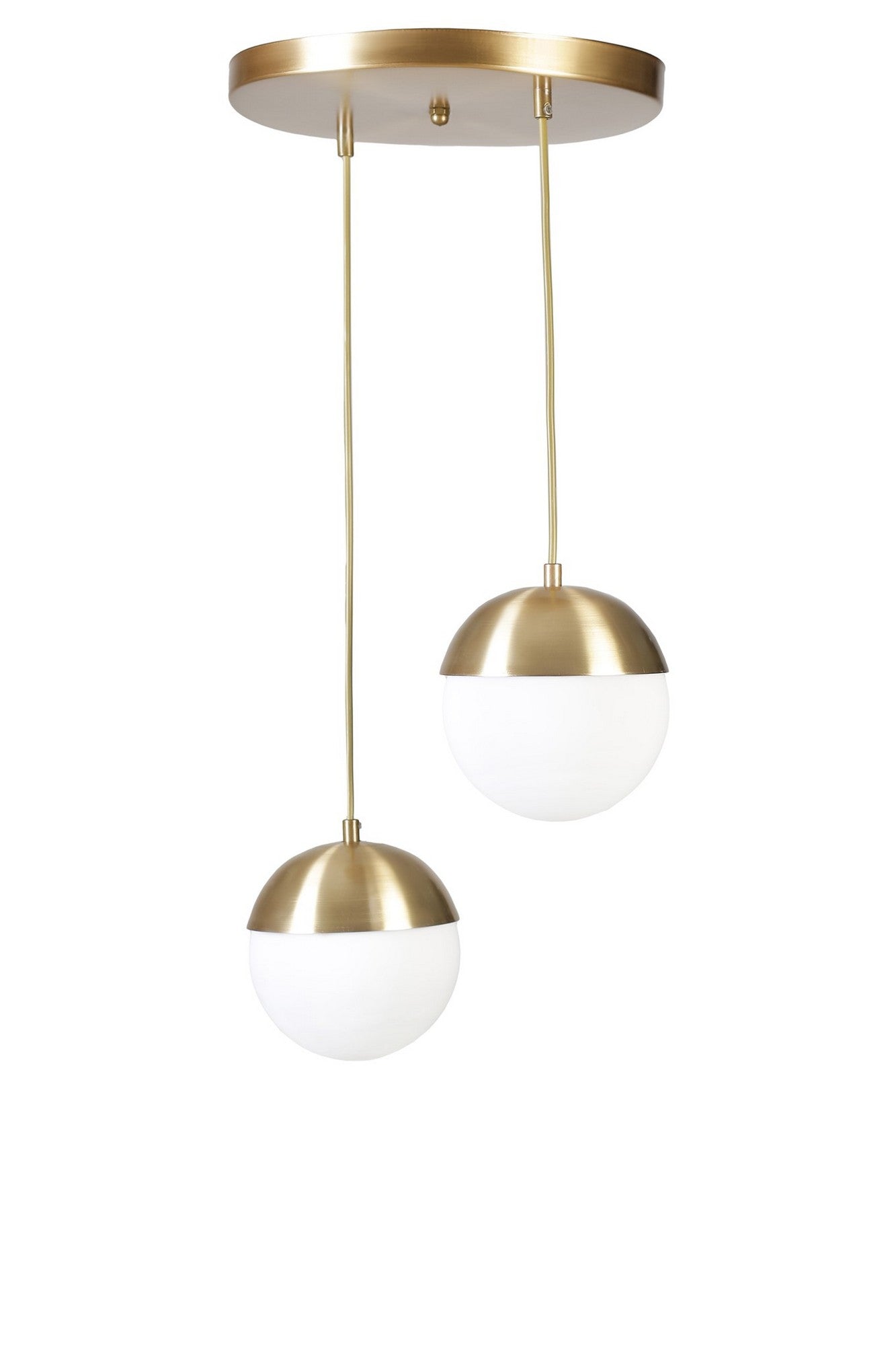 Candeeiro de Teto - 70 cm - Dourado e Branco - Metal