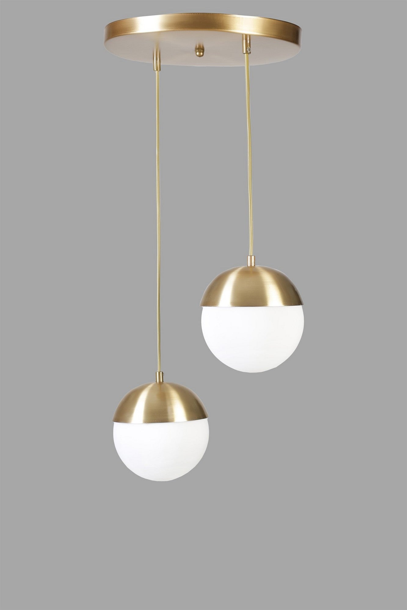 Candeeiro de Teto - 70 cm - Dourado e Branco - Metal