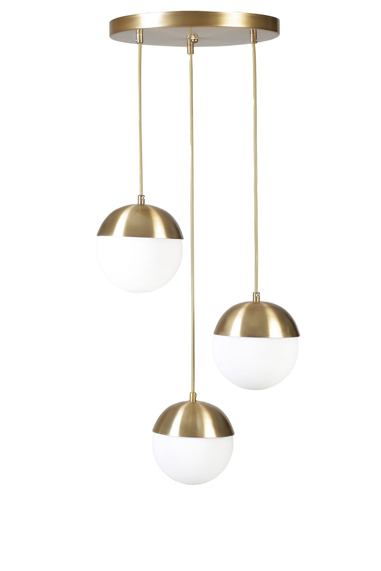 Candeeiro de Teto – 70 cm – Dourado e Branco – Metal