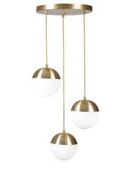 Candeeiro de Teto – 70 cm – Dourado e Branco – Metal
