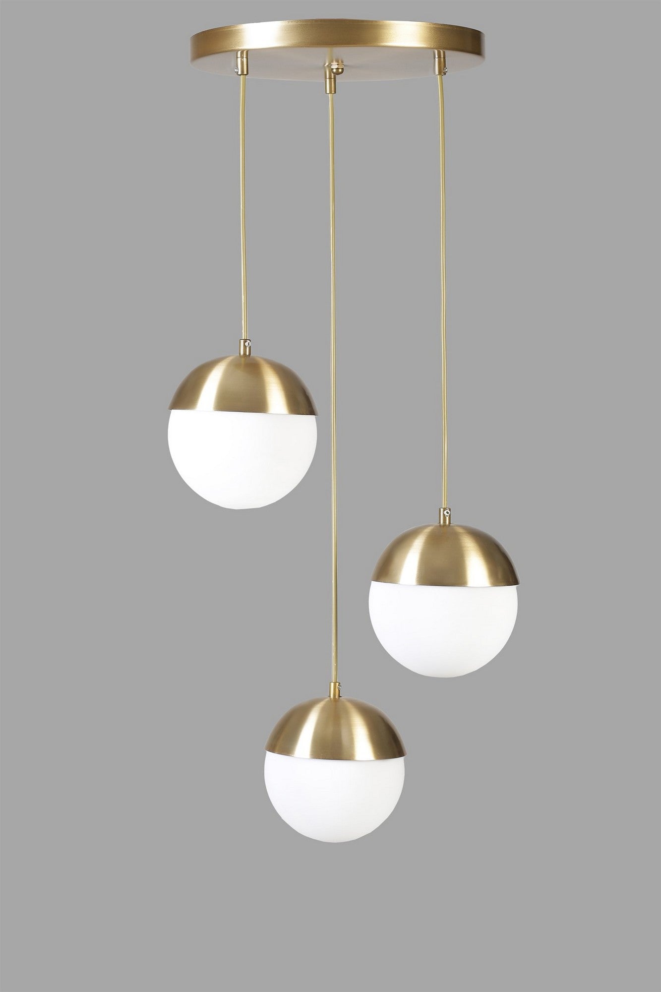 Candeeiro de Teto – 70 cm – Dourado e Branco – Metal