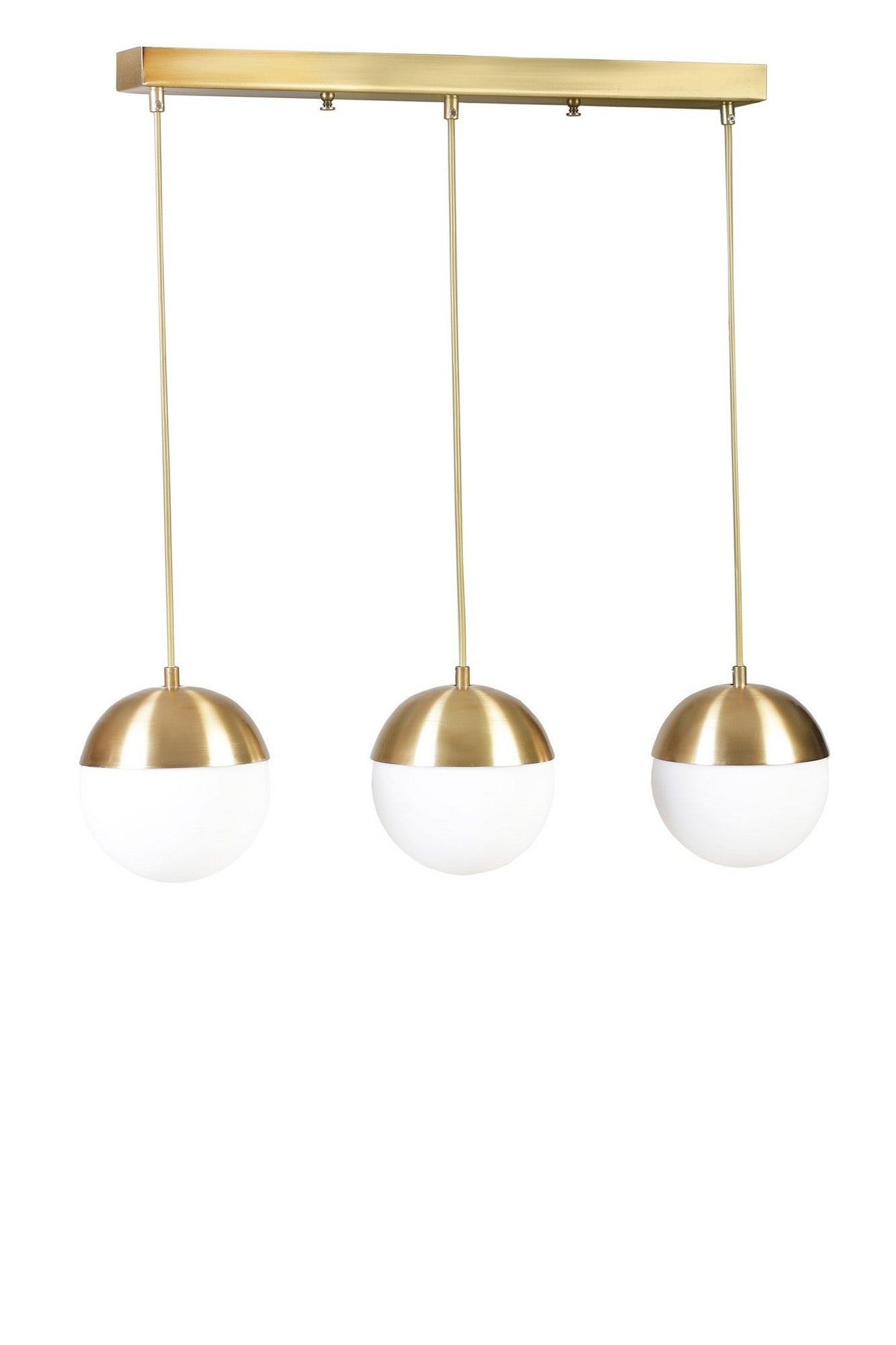 Candeeiro de Teto – 70 cm – Dourado e Branco – Metal