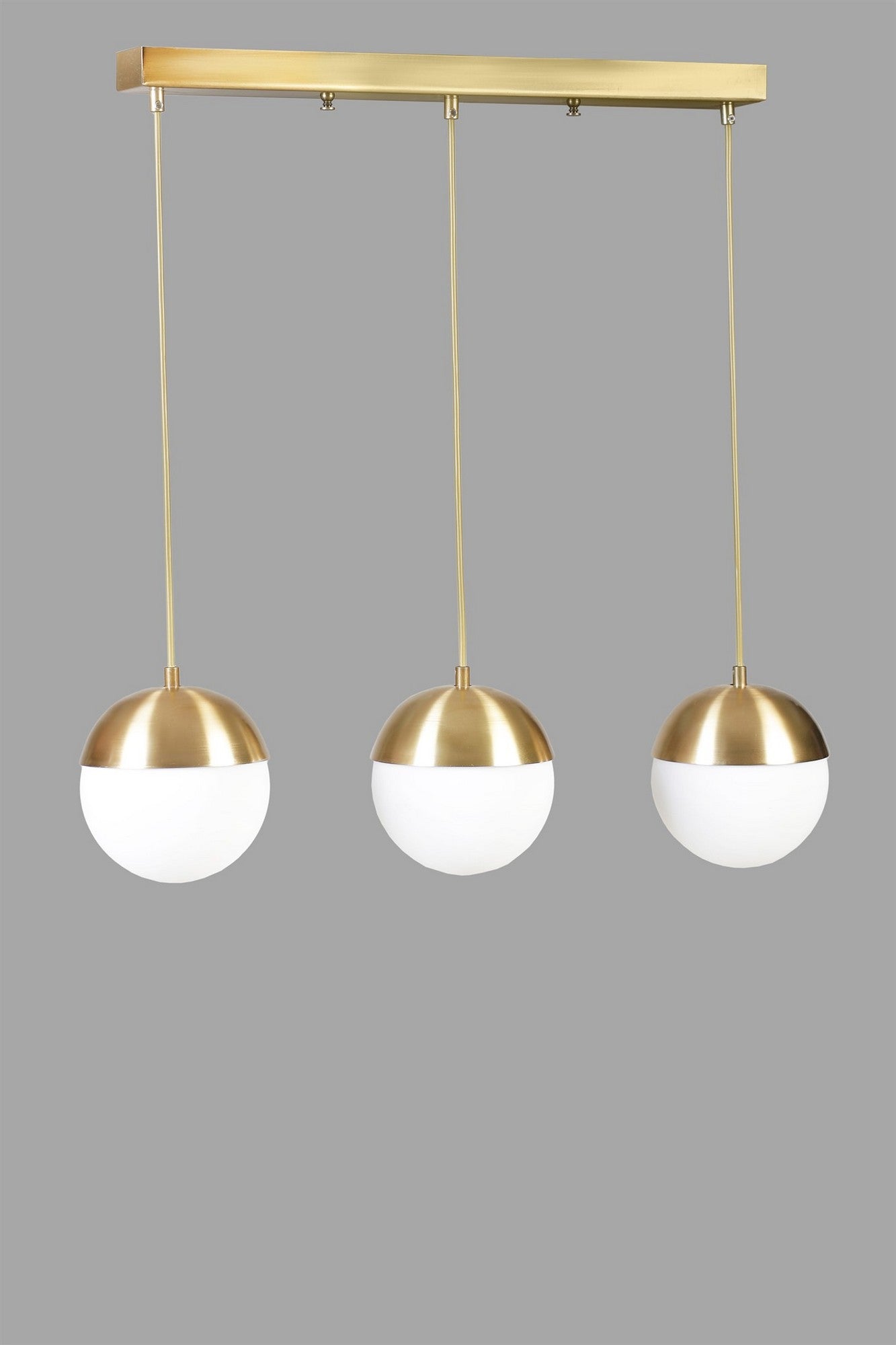 Candeeiro de Teto – 70 cm – Dourado e Branco – Metal