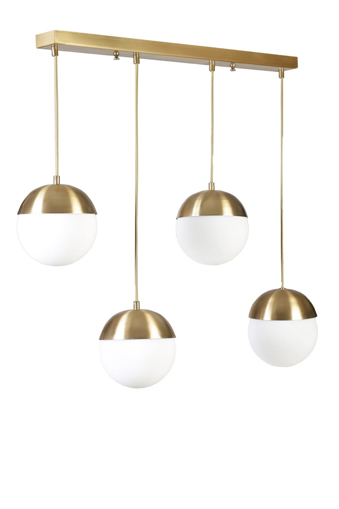 Candeeiro de Teto - 70 cm - Dourado e Branco - Metal