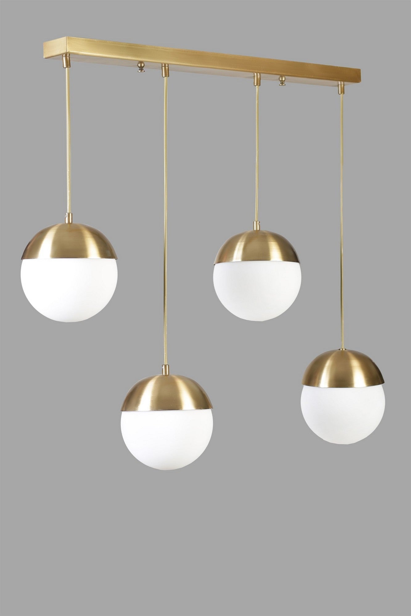 Candeeiro de Teto - 70 cm - Dourado e Branco - Metal