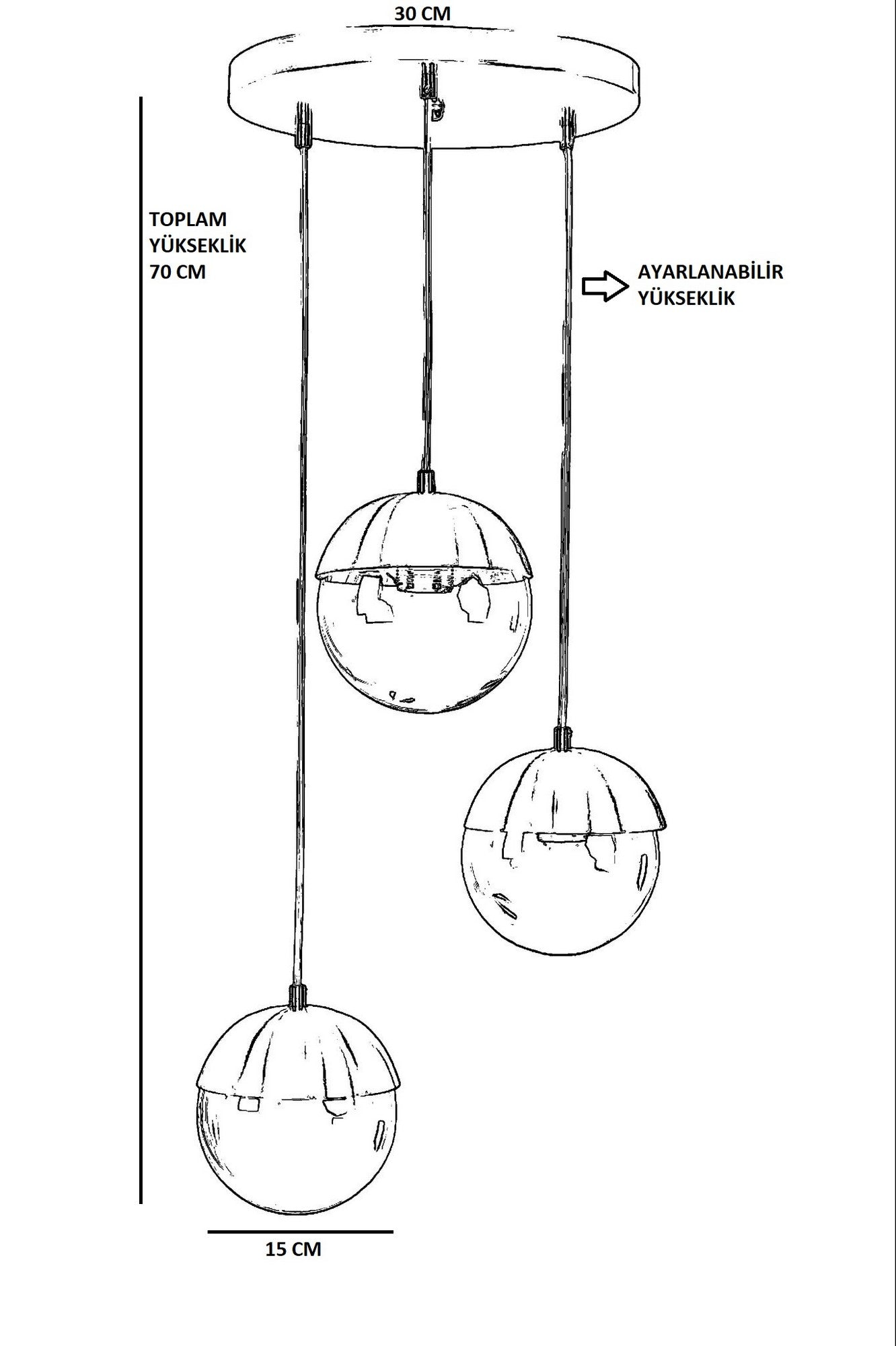 Candeeiro de Teto – 70 cm – Cinza Escuro – Metálico