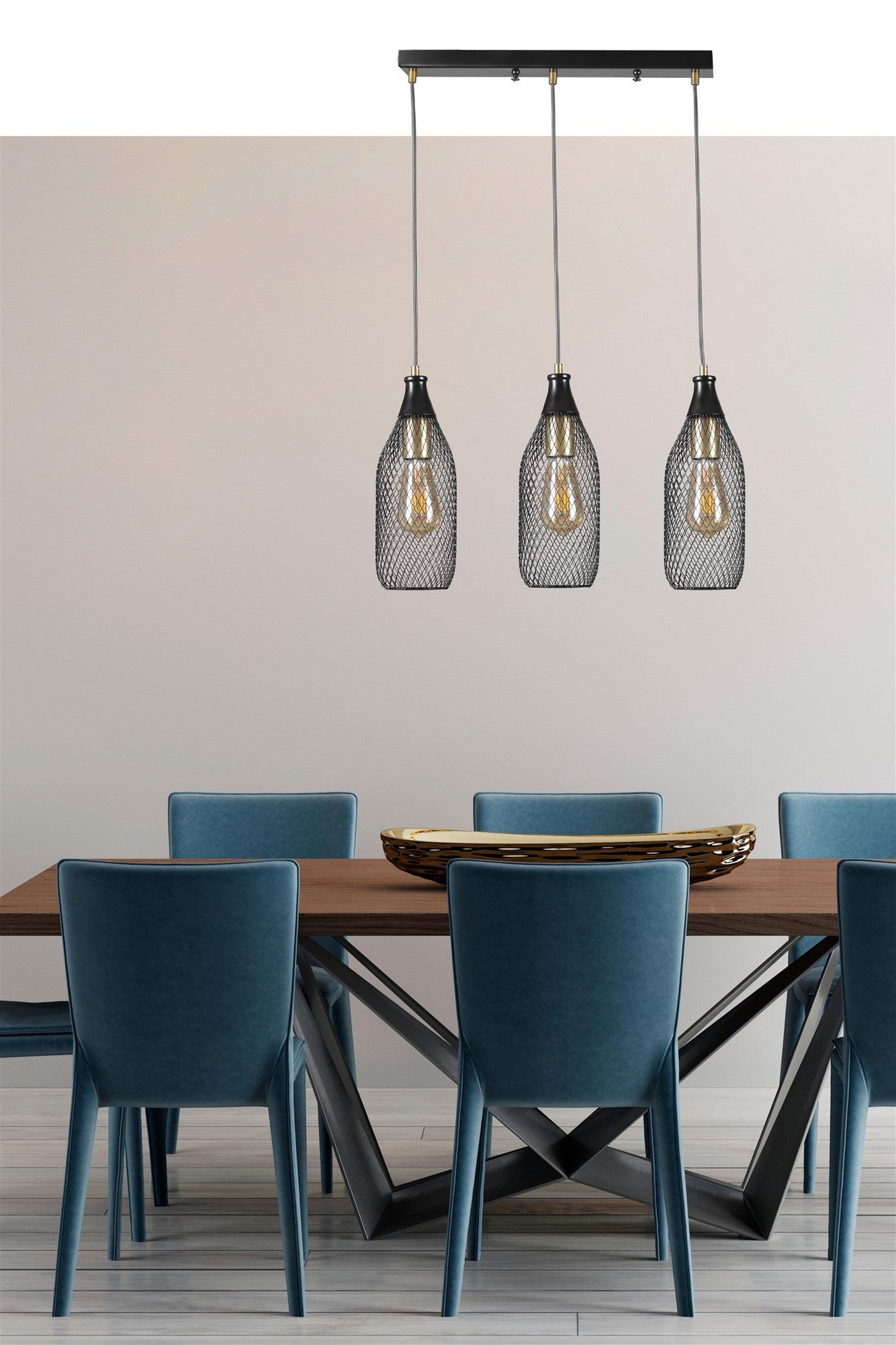 Candeeiro de Teto – 55 cm – Preto – Metal