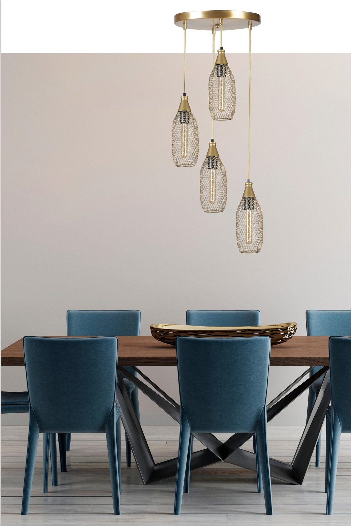 Candeeiro de Teto – 70 cm – Dourado – Metal