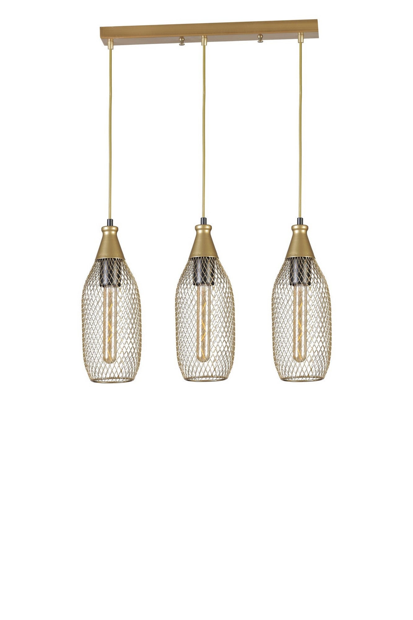 Candeeiro de Teto - Altura ajustável - Dourado - Metal