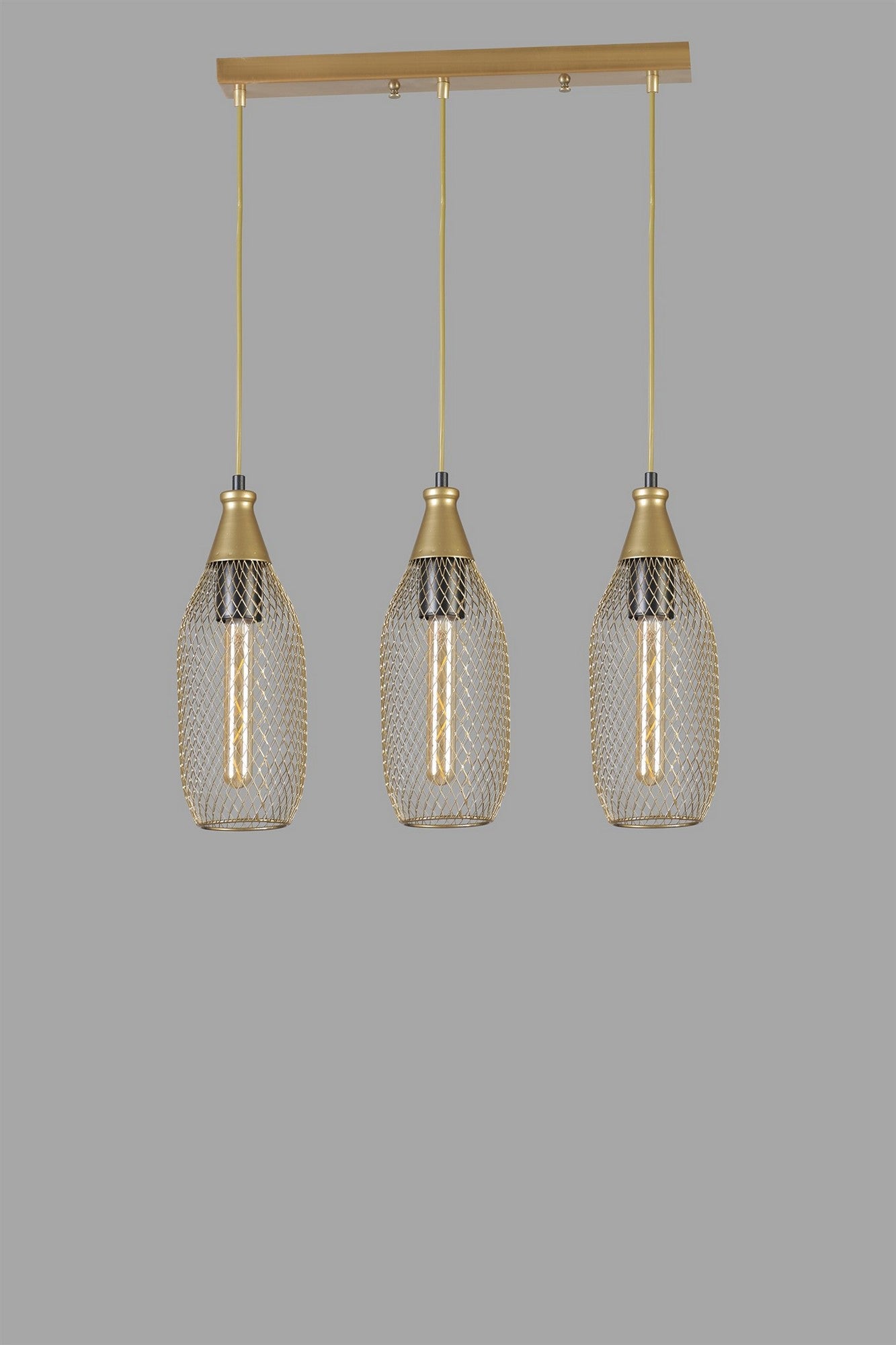 Candeeiro de Teto - Altura ajustável - Dourado - Metal