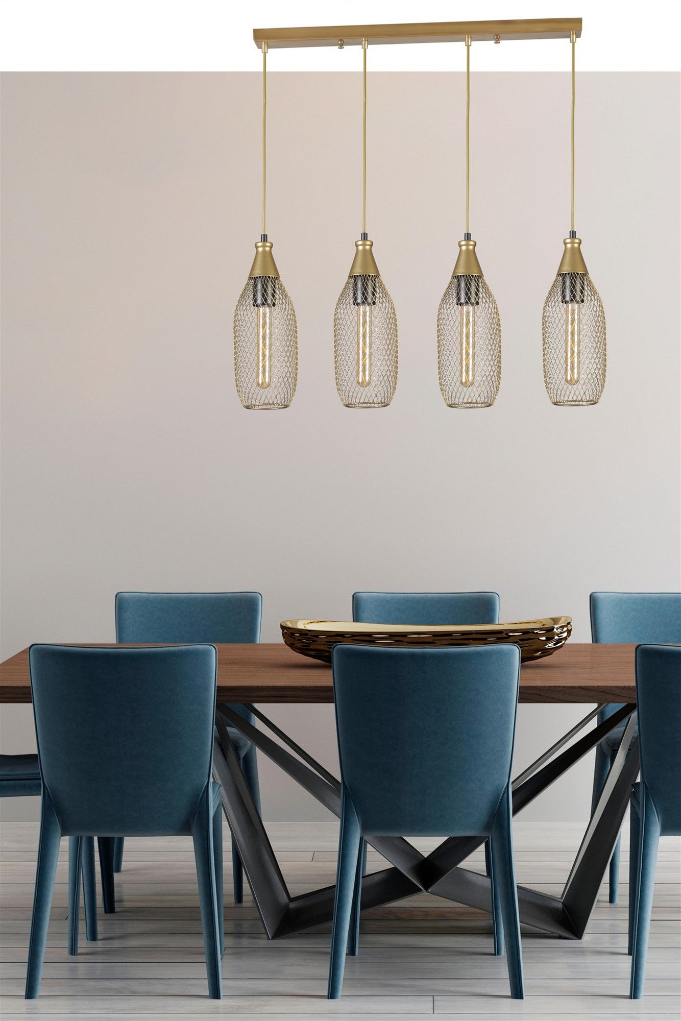 Candeeiro de Teto - 70 cm - Dourado - Metal