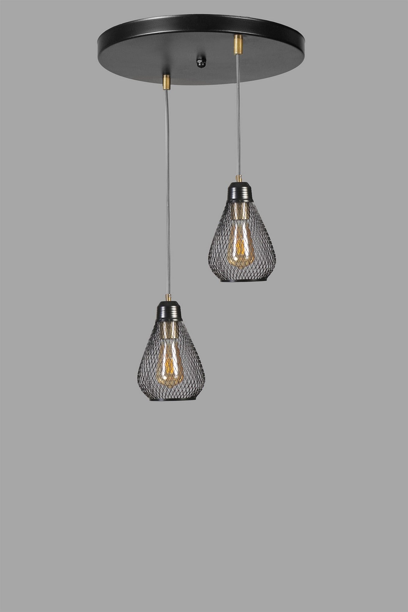 Candeeiro de Teto - Preto e Dourado - Metal