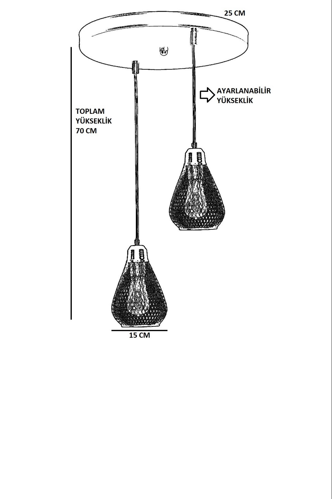 Candeeiro de Teto - Preto e Dourado - Metal