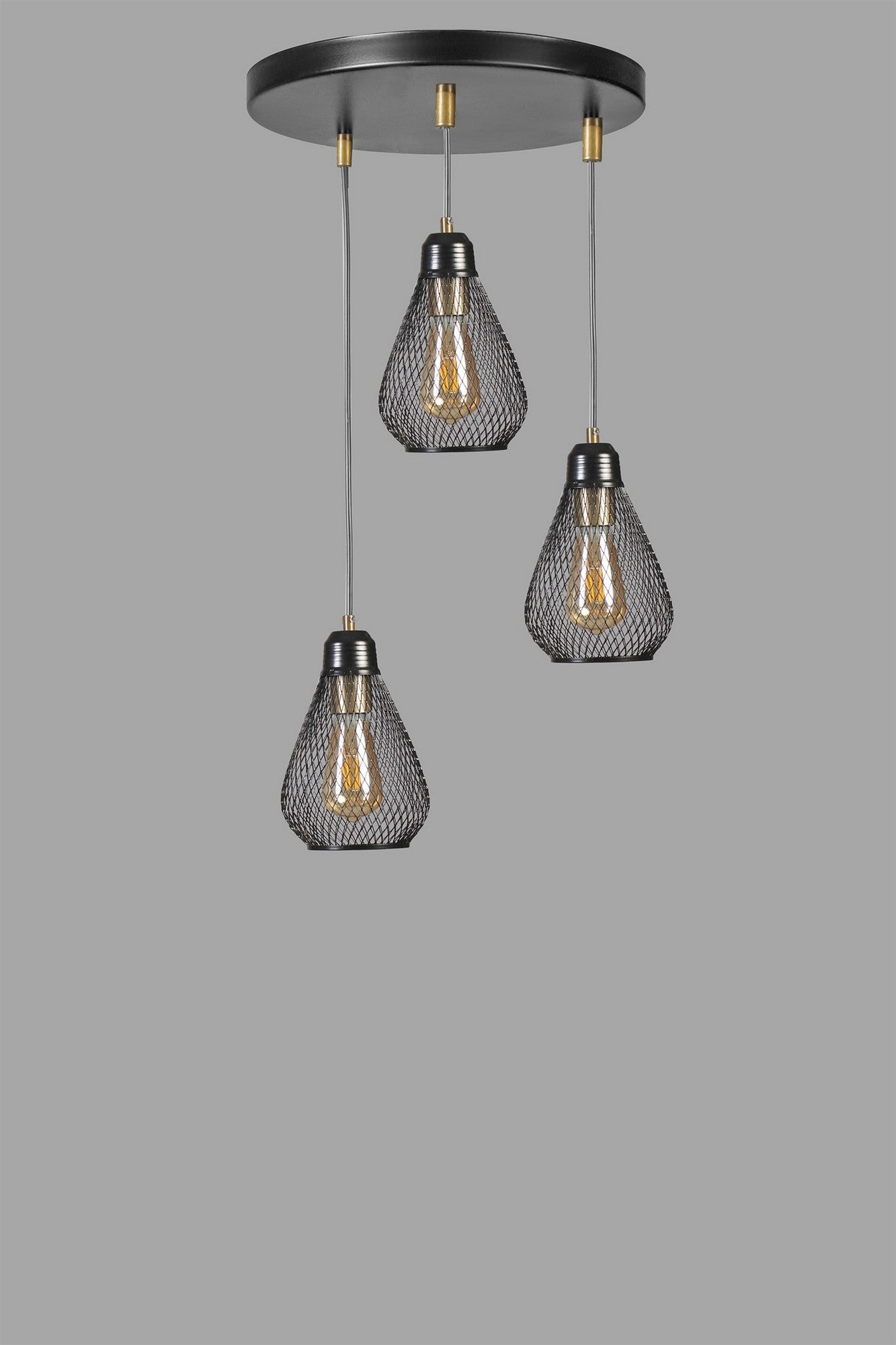 Candeeiro de Teto - 70 cm - Preto e Dourado - Metal