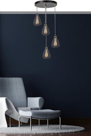 Candeeiro de Teto – 70 cm – Preto e Dourado – Metal