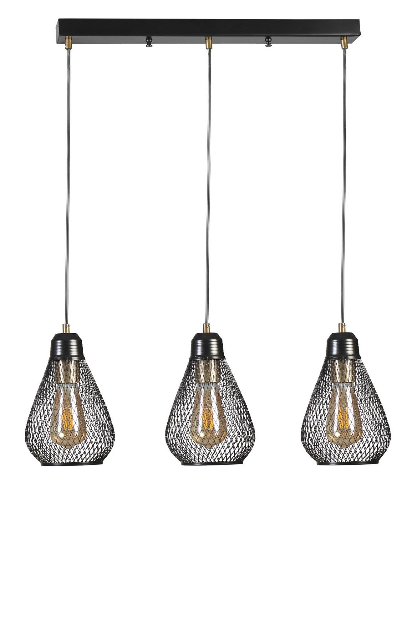 Candeeiro de Teto – 70 cm – Preto e Dourado – Metal