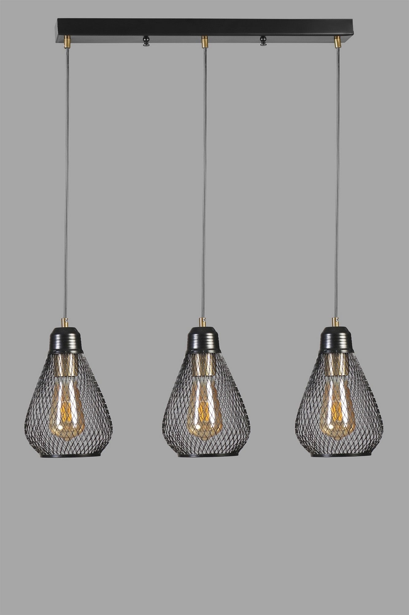 Candeeiro de Teto – 70 cm – Preto e Dourado – Metal