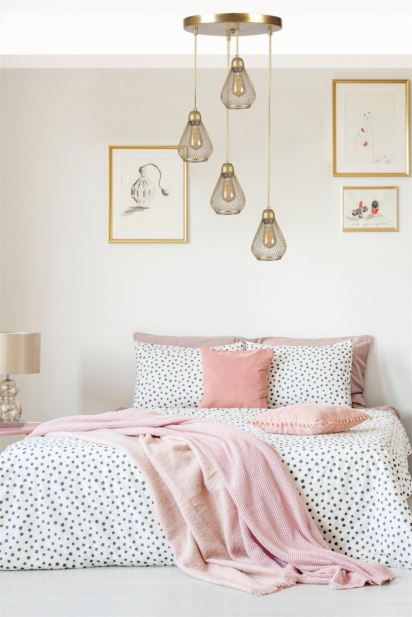 Candeeiro de Teto - 70 cm - Dourado - Metal