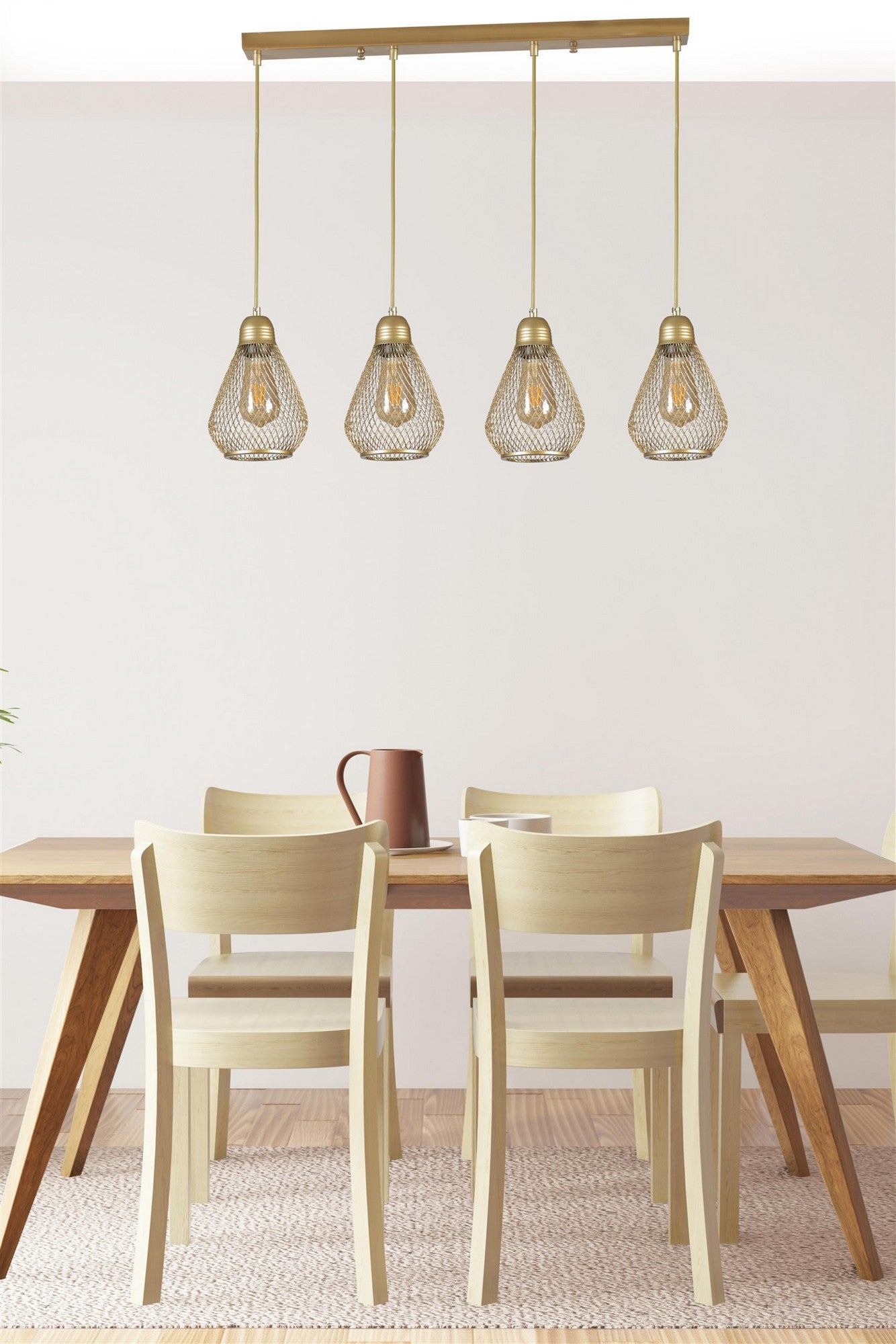 Candeeiro de Teto - altura ajustável - dourado - metal