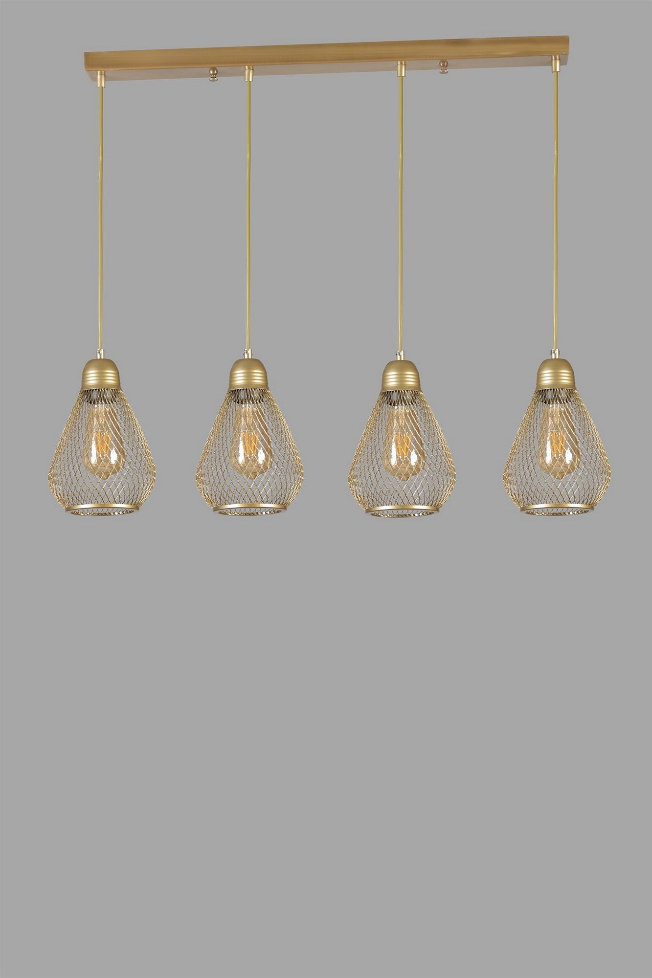 Candeeiro de Teto - altura ajustável - dourado - metal