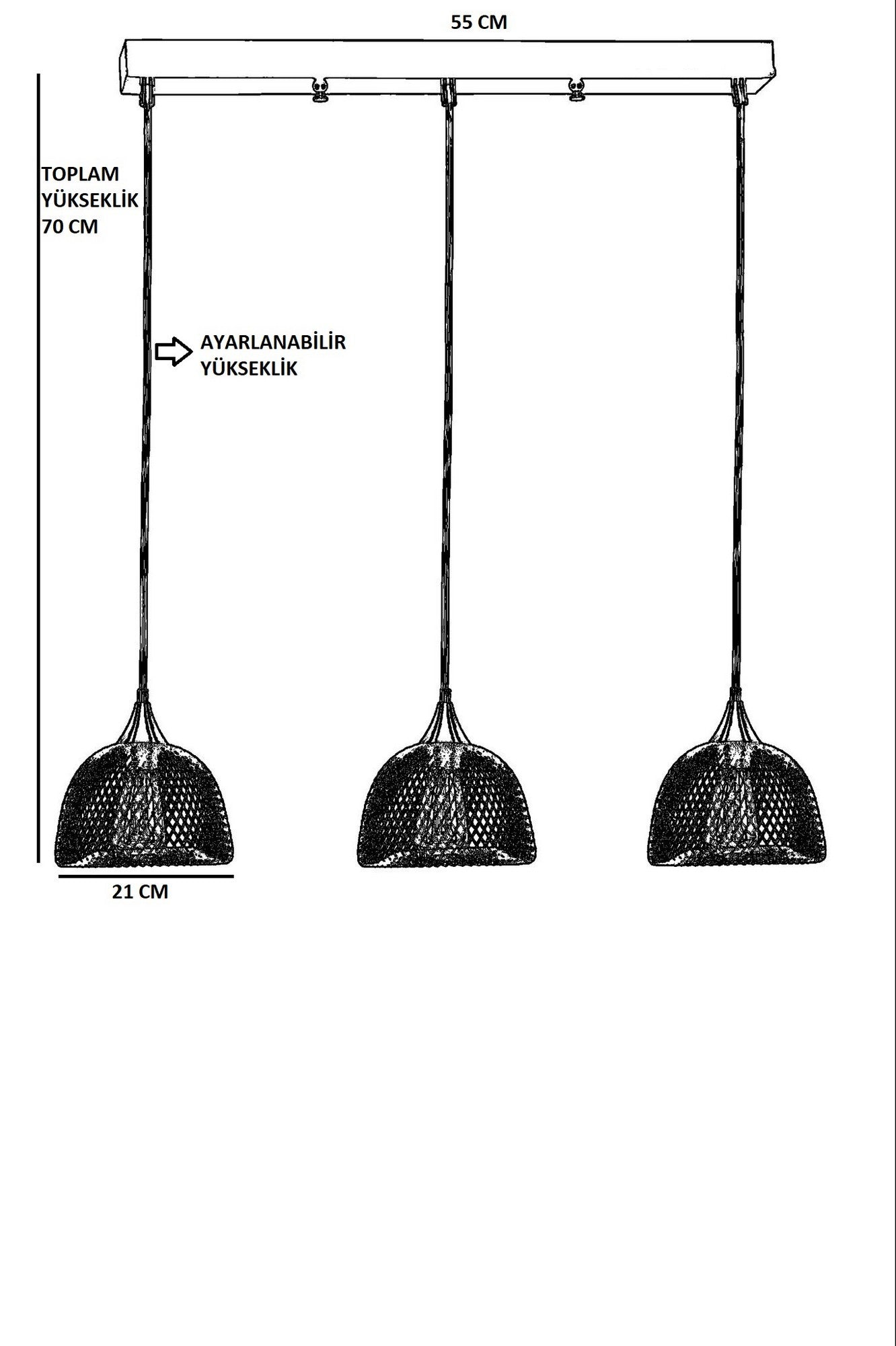 Candeeiro de Teto – 21 cm – Preto – Metal
