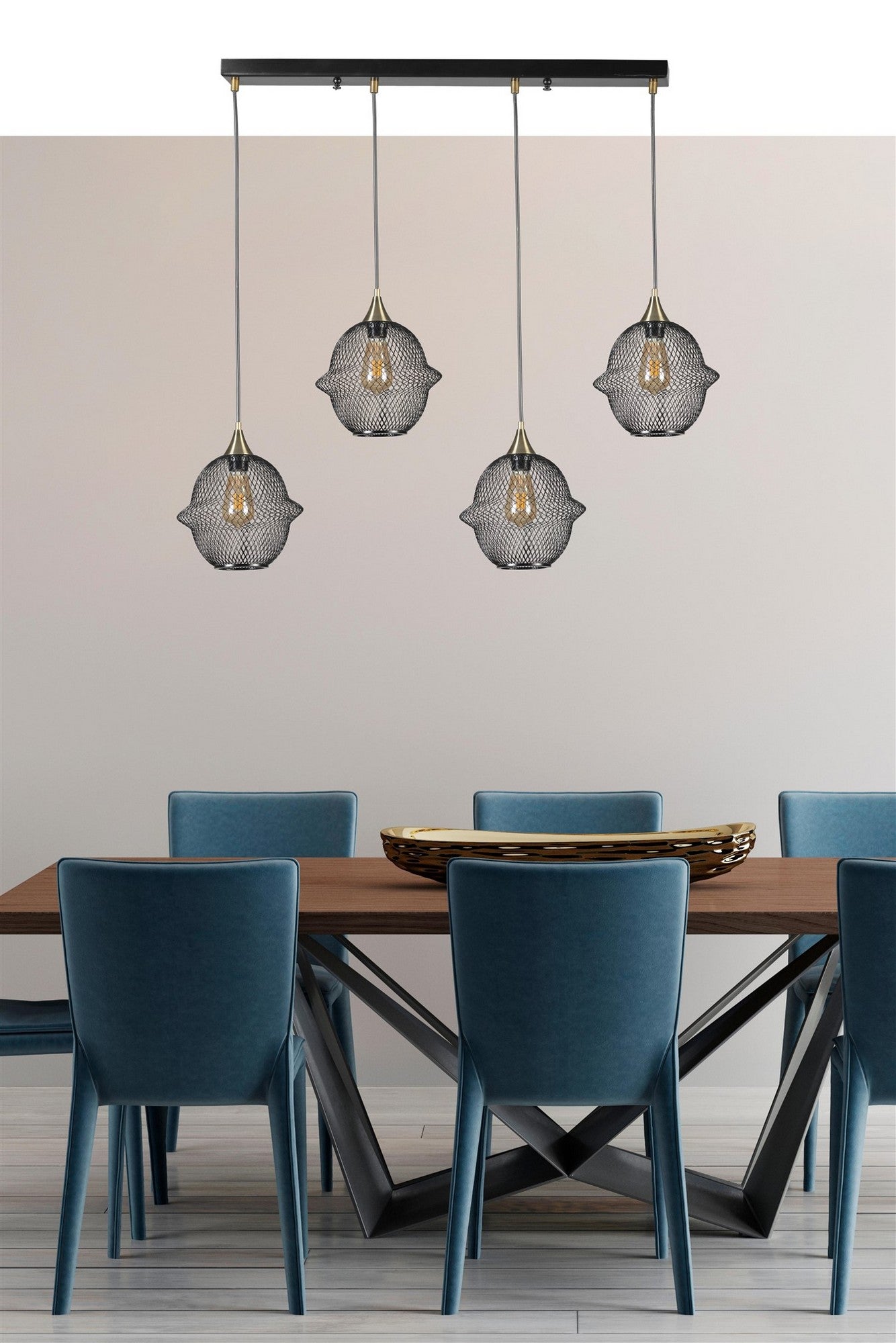 Candeeiro de Teto – 70 cm – Preto – Metal