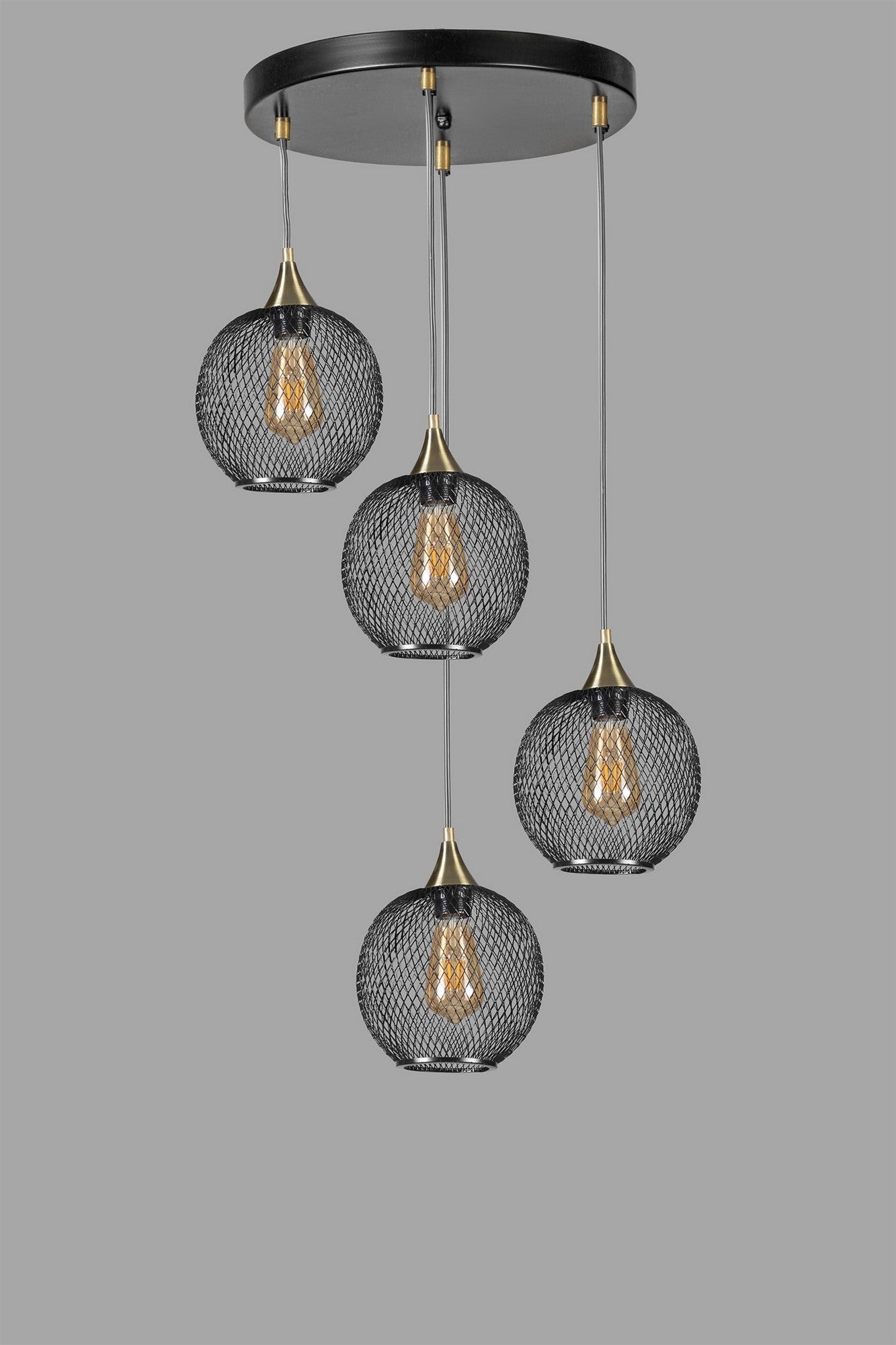 Candeeiro de Teto – 70 cm de altura – Preto – Metal