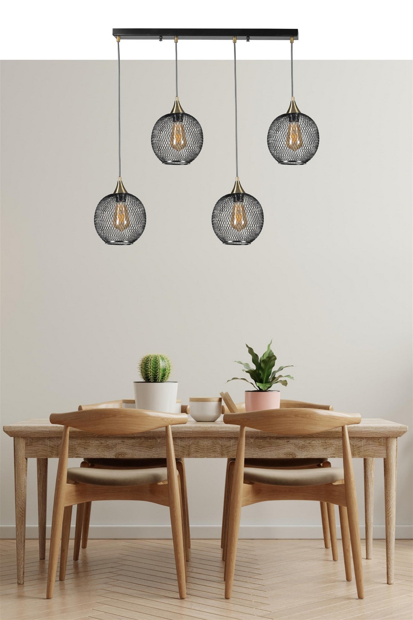 Candeeiro de Teto – 70 cm – Preto – Metal