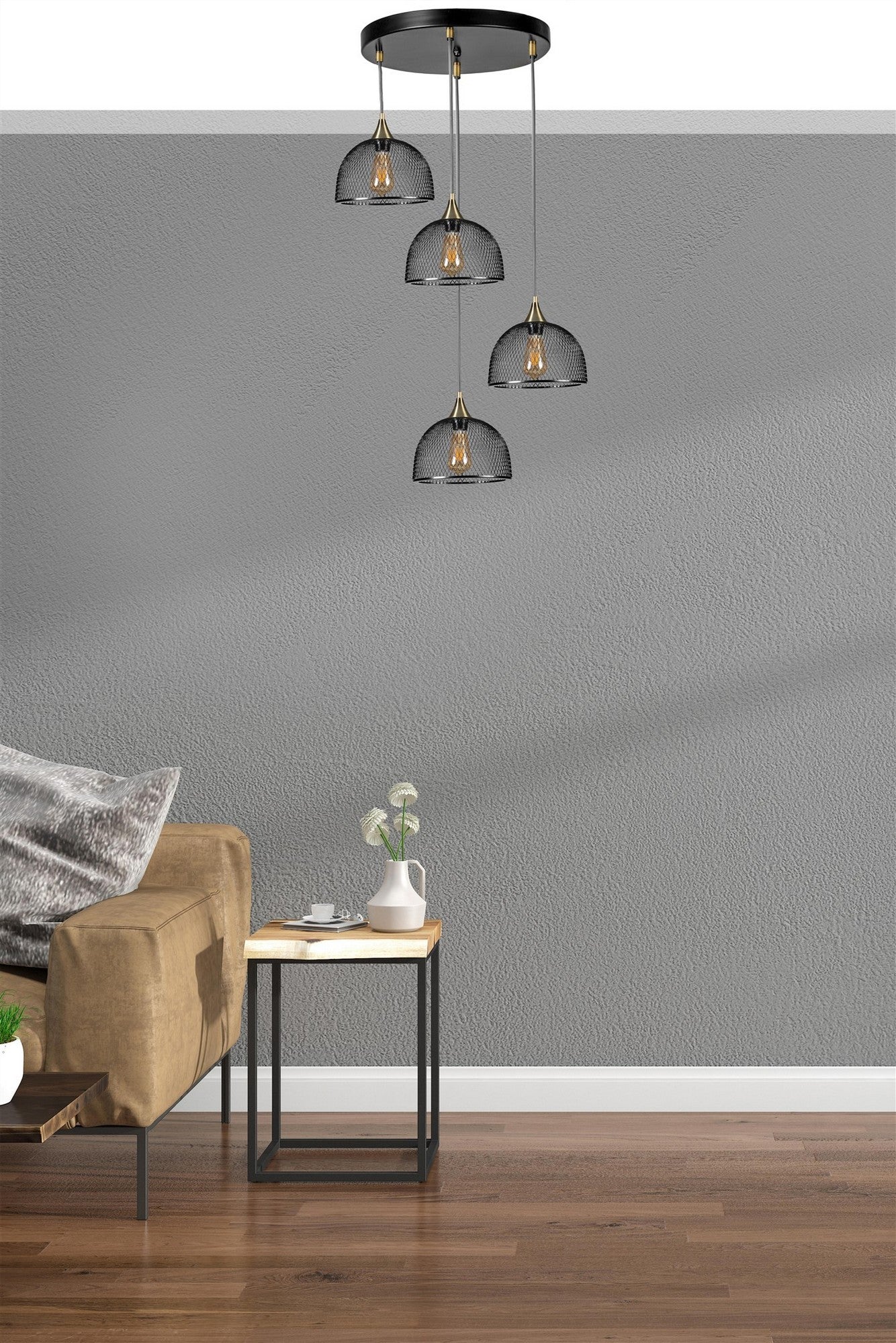 Candeeiro de Teto – 70 cm – Preto – Metal