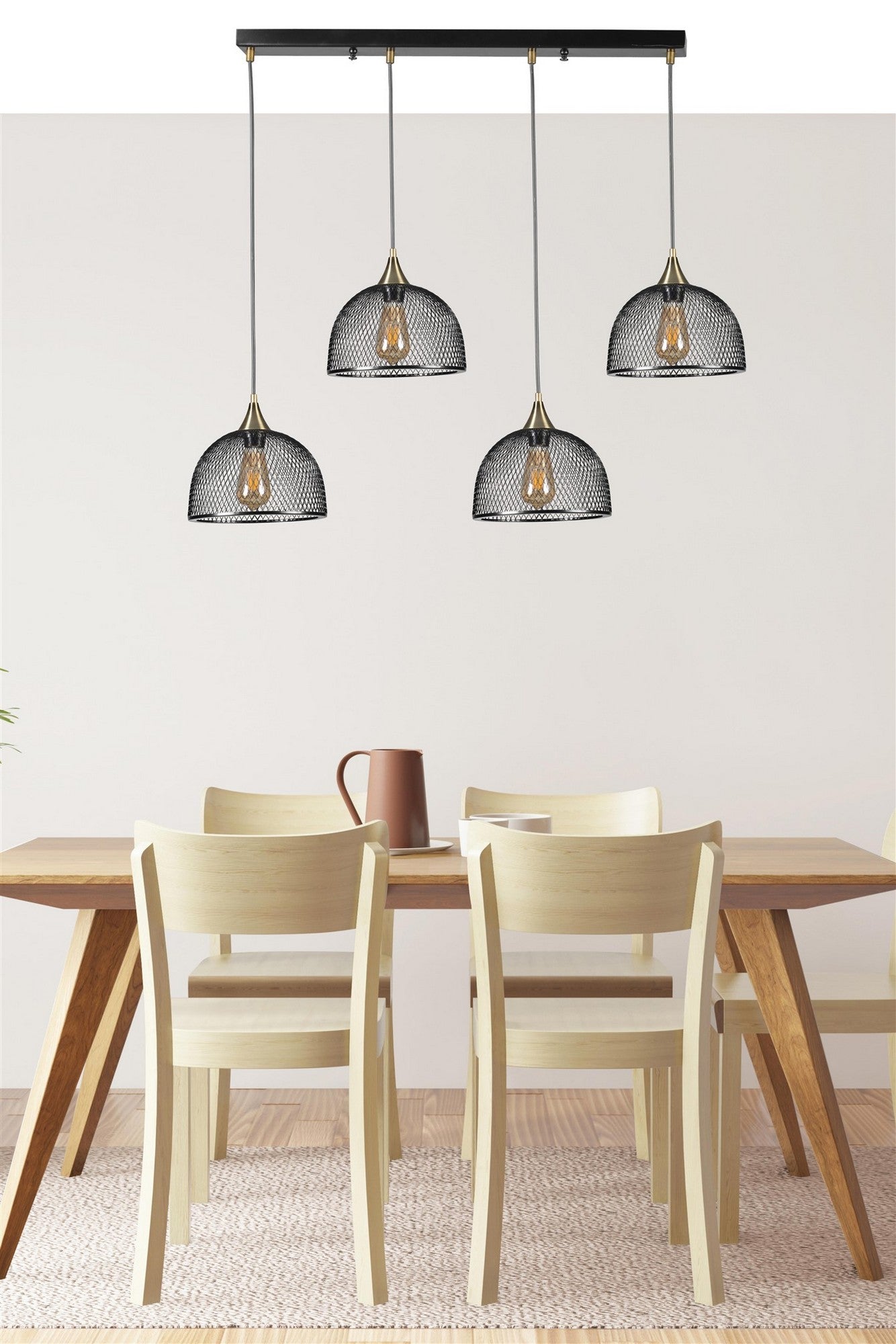 Candeeiro de Teto – 70 cm – Preto – Metal