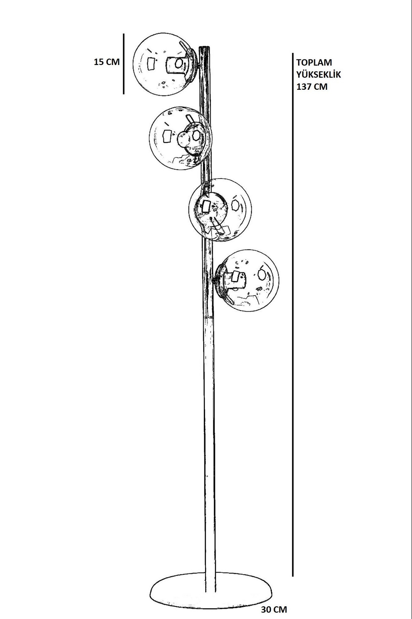 Candeeiro de Pé – 137 cm – Branco – Metal
