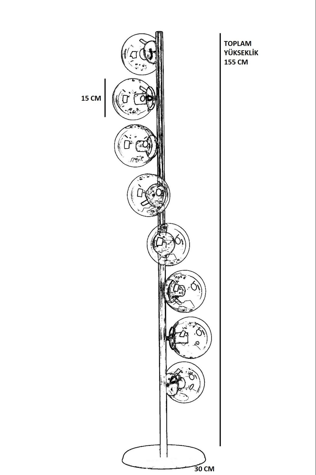 Candeeiro de Pé – 155 cm – Branco – Metal