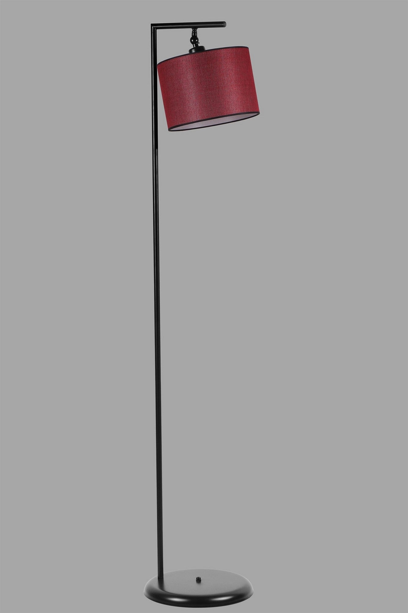 Candeeiro de Pé – 154 cm – Preto e Vermelho Bordô – Metal
