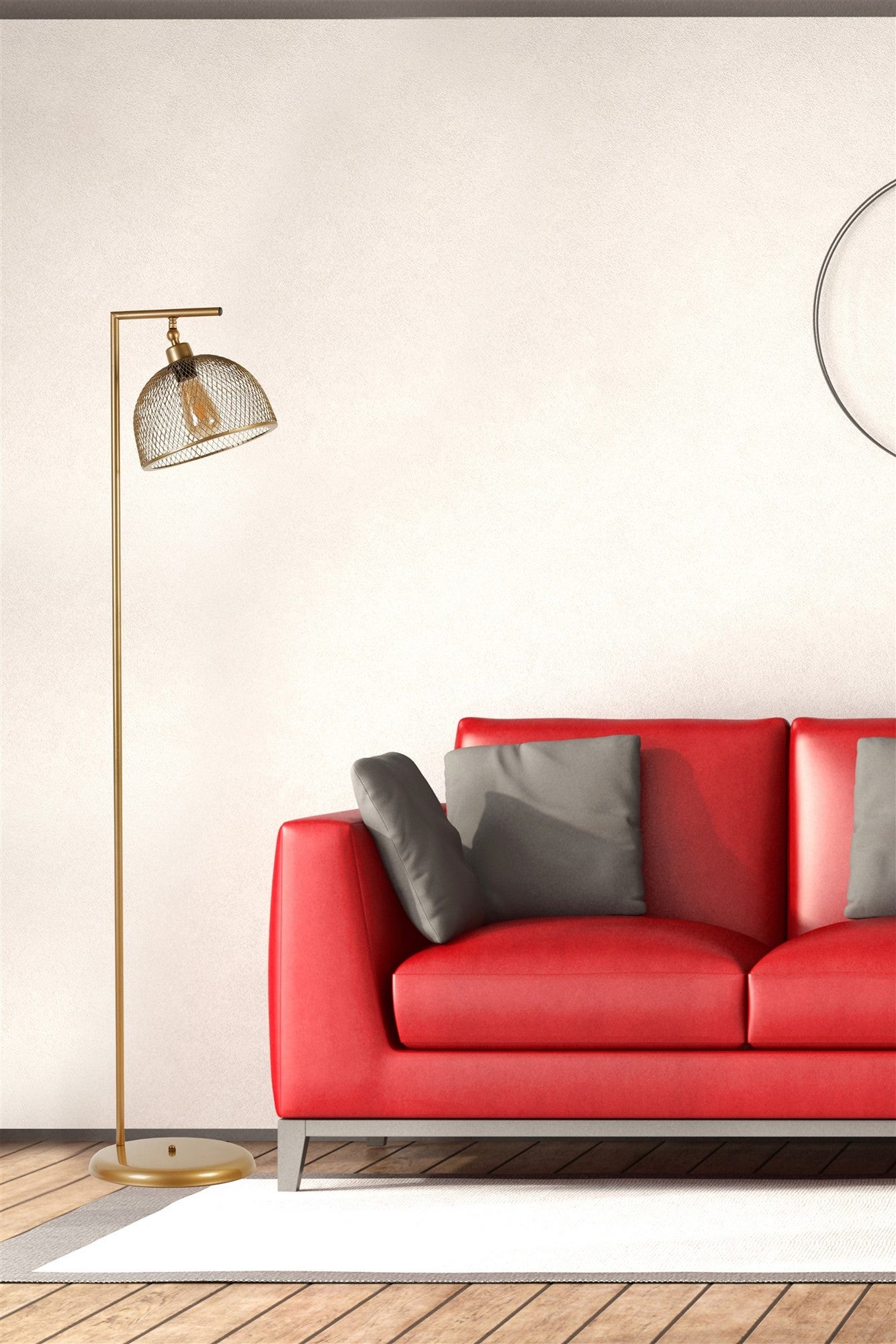Candeeiro de Pé - 154 cm - Dourado - Metal