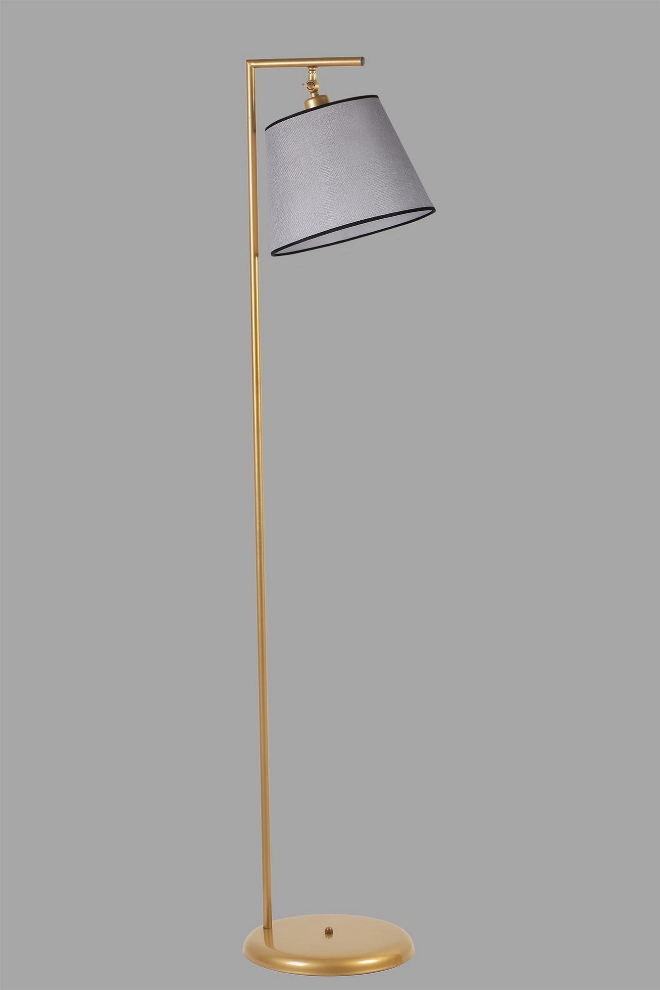 Candeeiro de Pé – 154 cm – Dourado e Cinza – Metal