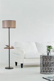 Candeeiro de Pé – 160 cm – Preto e Marrom – Metal e Faia