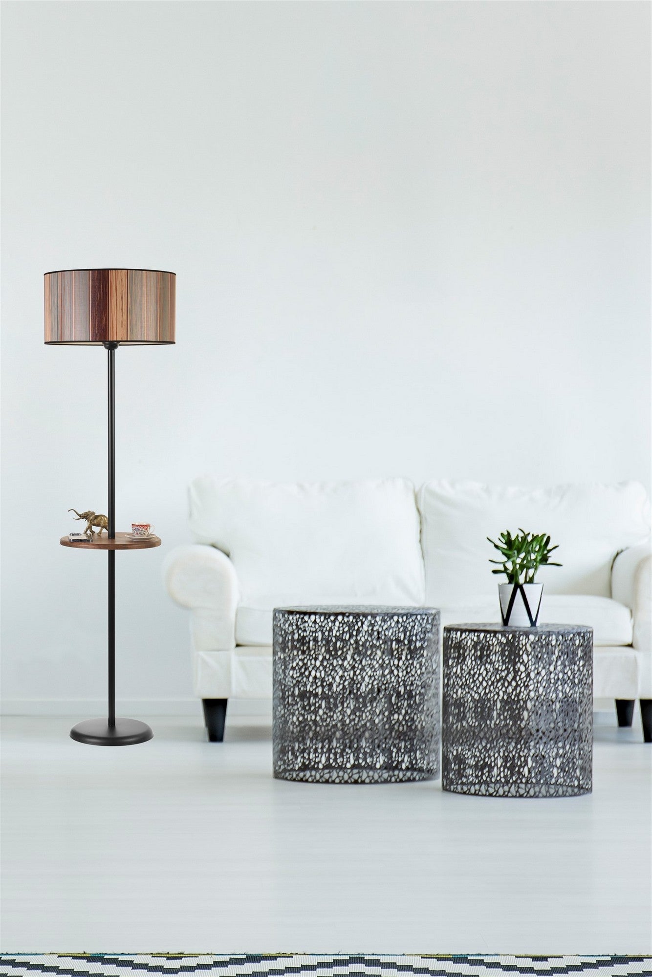 Candeeiro de Pé – 160 cm – Multicolorido – Metal e Madeira