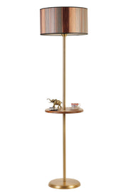 Candeeiro de Pé – 160 cm – Multicolorido – Metal com Prateleira de Faia