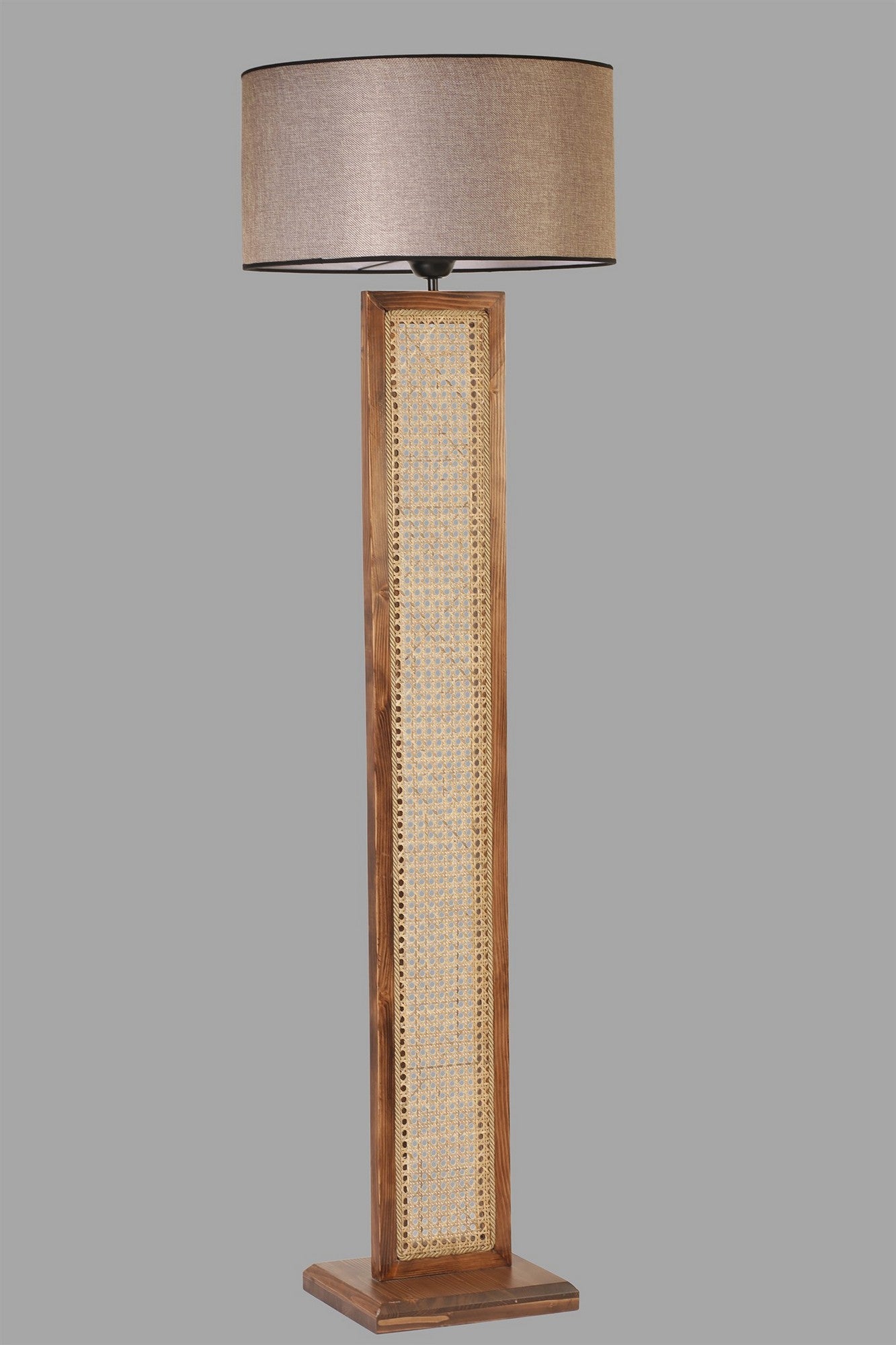 Candeeiro de Pé – 150 cm – Noz e Vime – Madeira