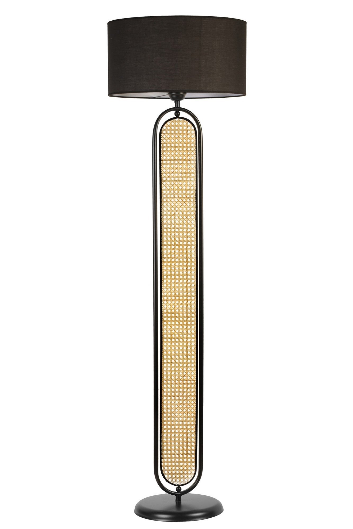 Candeeiro de Pé – 162 cm – Preto – Rattan e Metal