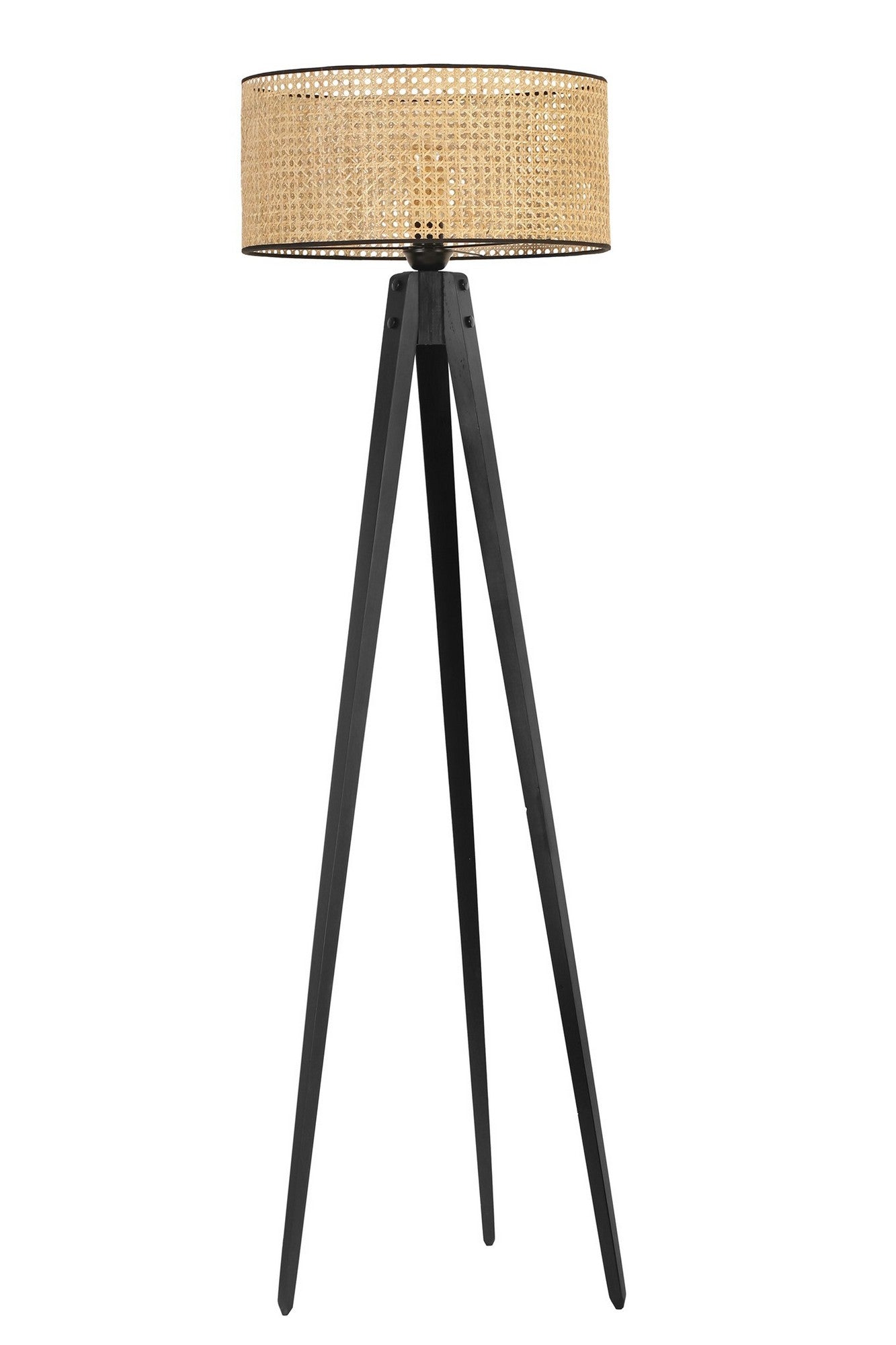 Candeeiro de Pé em Madeira – 155 cm – Preto