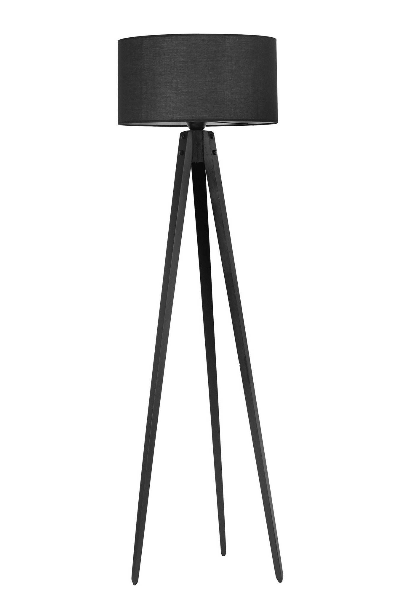 Candeeiro de Pé – 155 cm – Preto – Madeira com Metálicas