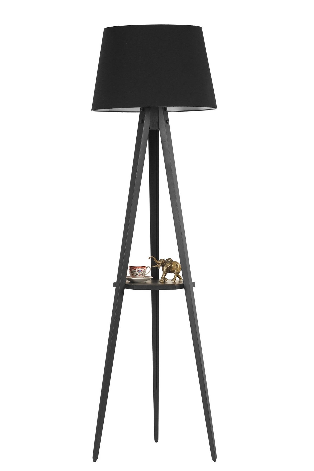 Candeeiro de Pé – 157 cm – Preto – Madeira
