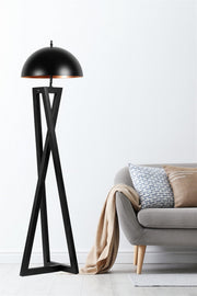 Candeeiro de Pé – 150 cm – Preto – Madeira e Metal – Modelo Évora