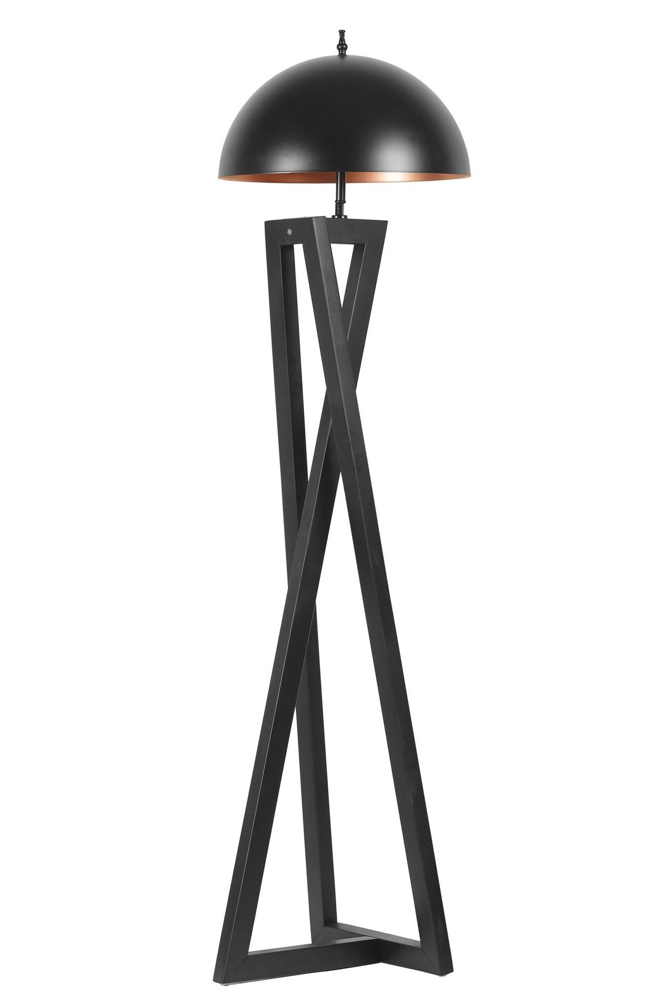 Candeeiro de Pé – 150 cm – Preto – Madeira e Metal – Modelo Évora