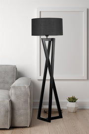 Candeeiro de Pé – 150 cm de Altura – Preto – Madeira e Metal