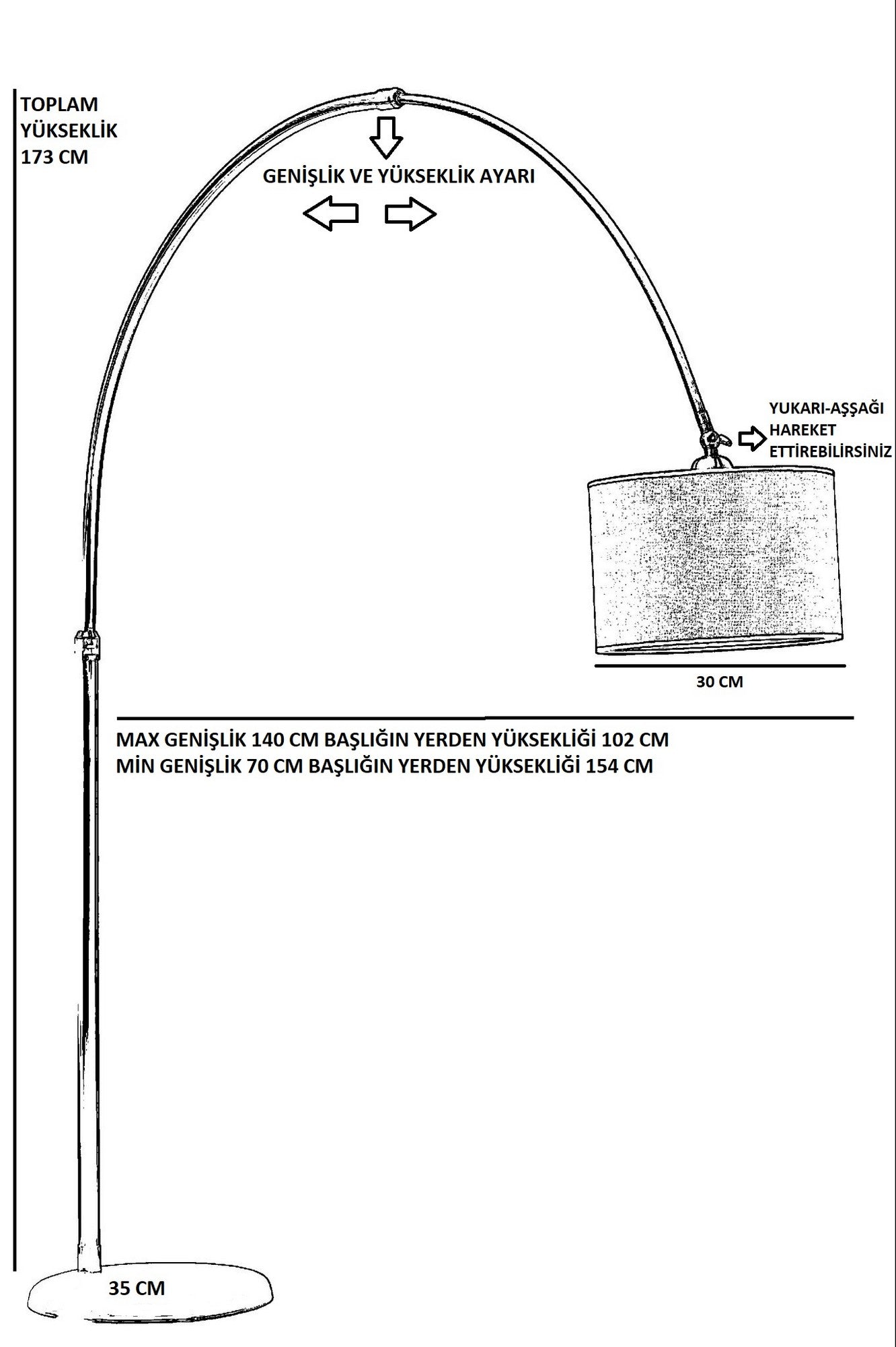 Candeeiro de Pé – 173 cm – Cromo – Metal